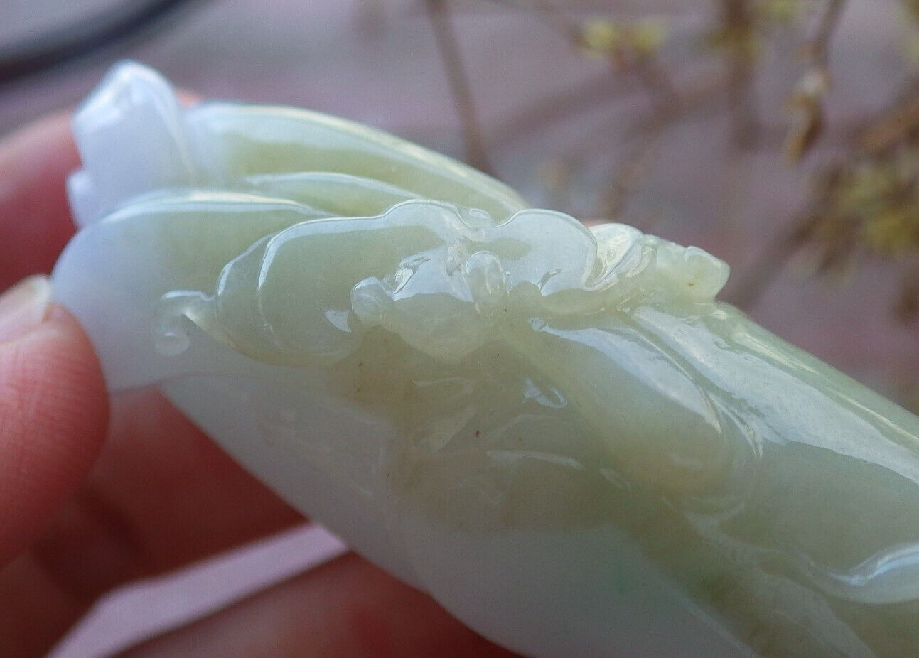 Certified Green Yellow Pale Lavender Burma 100% Natural A Jade jadeite Pendant Bat Ginseng Coin Ruyi Necklace 如意人生 633184  TN
