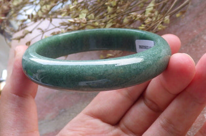 Certified Green Burma 100% Natural A JADE Jadeite Bangle Bracelet 58 mm 手镯 574659 TN