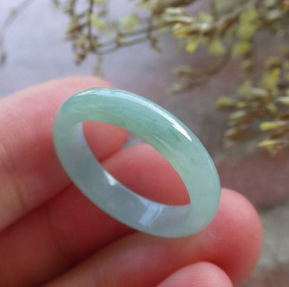 Certified Icy Green Burma 100% Natural A JADE Jadeite Circle RING USA. 7.75 戒指 574456 TN