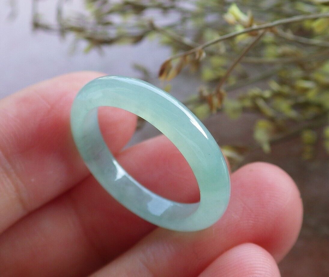 Certified Icy Green Burma 100% Natural A JADE Jadeite Circle RING USA. 7.75 戒指 574291 TN