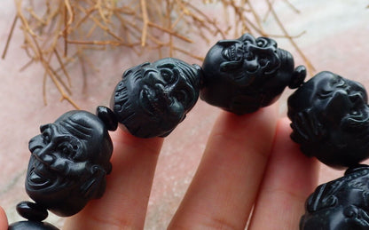 Certified Black Green 100% Natural A JADE Jadeite Bead Beads Bangle Beads Bangle Beads Bangle Da Mo Bracelet 墨翠手链 523536 TN ** It can adjust  8  inches  to 9 inches