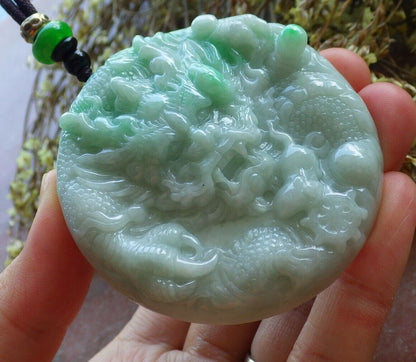Certified Green 100% Natural A Jade jadeite Pendant Dragon Mouse Rat Ruyi Bead Necklace 望子成龙 524062  TN
