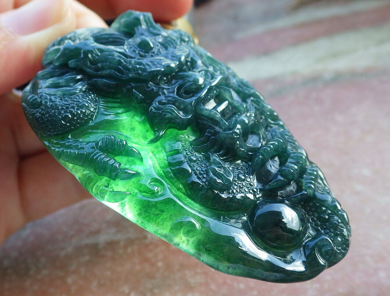 Atestita Glacia Verda Birmo 100% Natura A Jadejadeito Penda Drako-Perla Koliero 生意兴隆 632802 TN