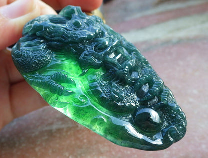 Atestita Glacia Verda Birmo 100% Natura A Jadejadeito Penda Drako-Perla Koliero 生意兴隆 632802 TN