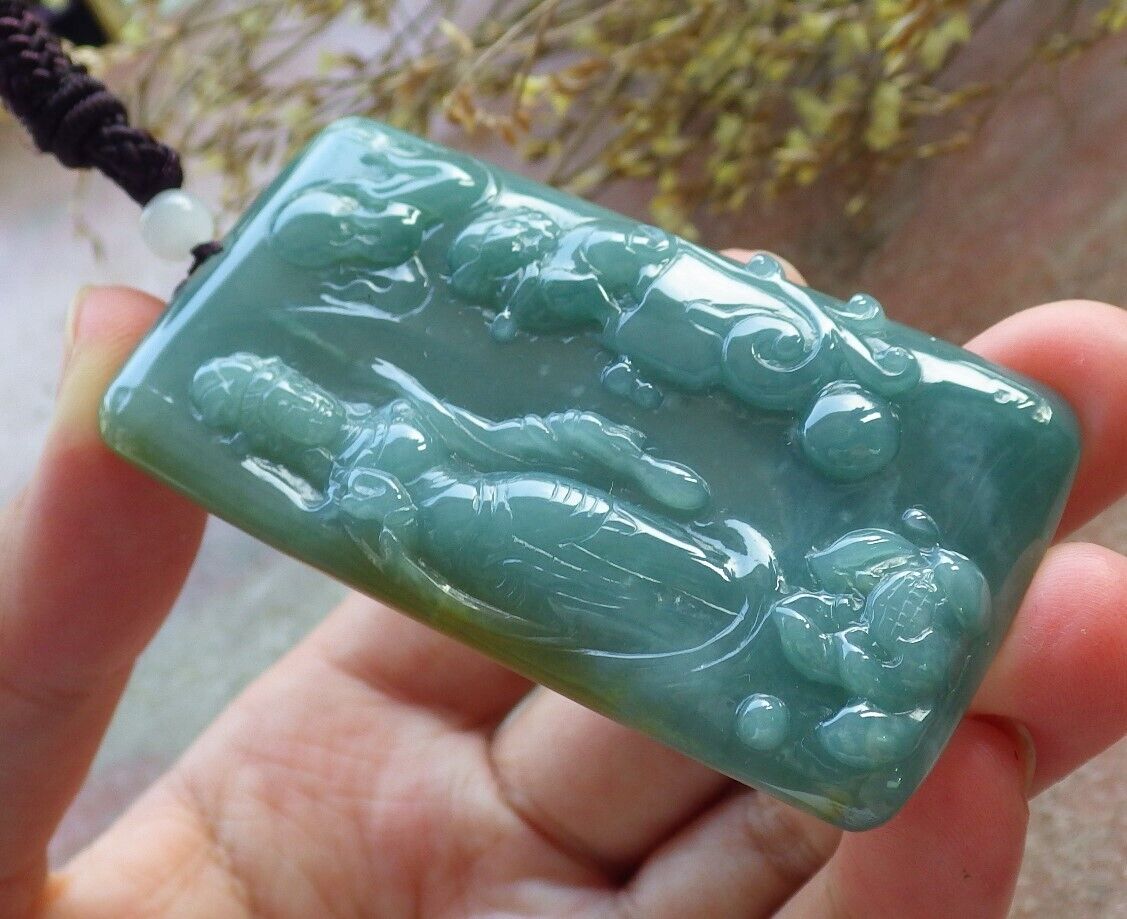 Certified Icy Green Yellow Burma 100% Natural A Jade jadeite Pendant  Guanyin Kwan Yin Lion Lotus Flower Necklace 观音 574824 TN