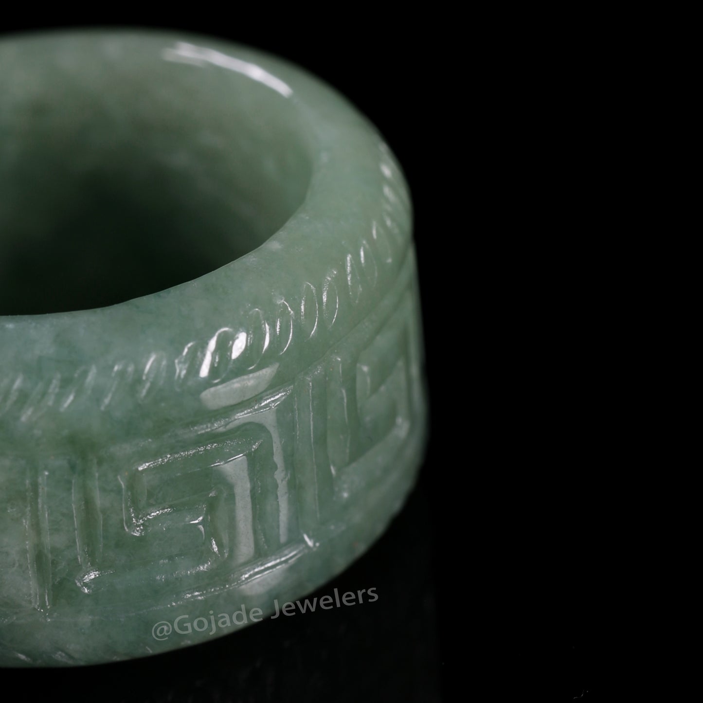 Certified Icy Green 100% Natural A JADE Jadeite Circle RING Givenchy Ring