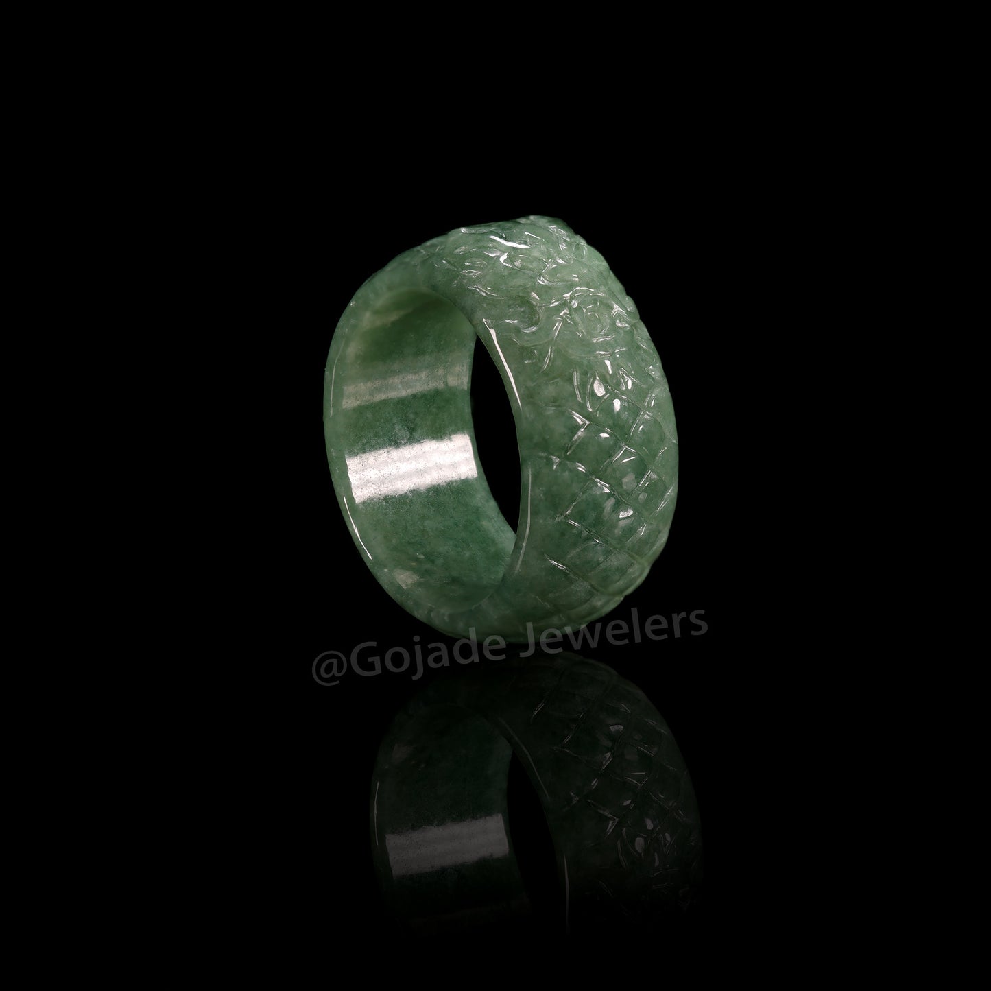 Certified Dragon Ring Burma 100% Natural A JADE Jadeite Circle RING 龙戒指 US