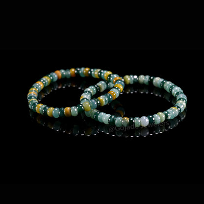 The Abacus Bead Mixed Colors Bracelet 100% Natural Burma Jade Jadeite With Certificated