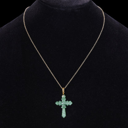 The Cross Jadeite 100% Natural Burma Jade Jadeite With Certificated (S925 Silver Buckle)