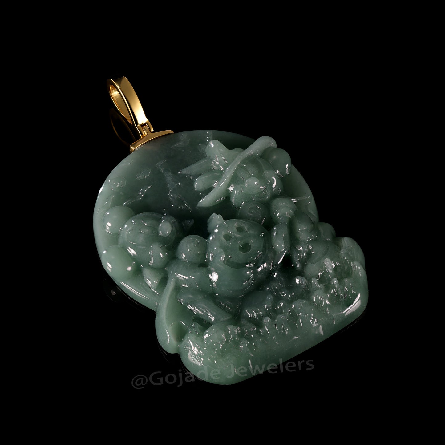 The Mickey Mouse Jadeite 100% Natural Burma Jade Jadeite With Certificated (S925 Silver Buckle)
