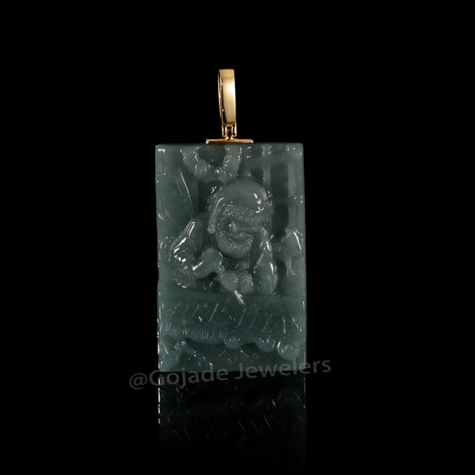 The Christmas Santa Claus Jadeite 100% Natural Burma Jade Jadeite With Certificated (S925 Silver Buckle)