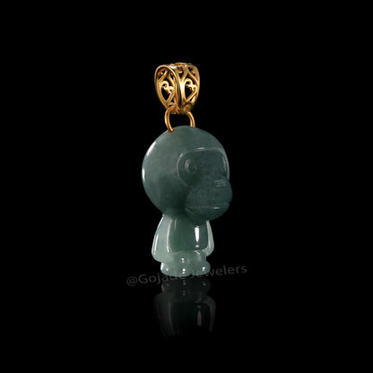 The Big Mouth Monkey Jadeite 100% Natural Burma Jade Jadeite With Certificated (S925 Silver Buckle)