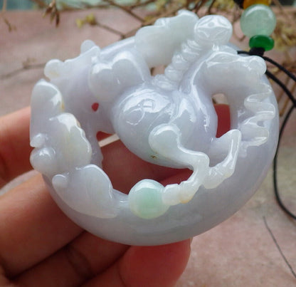 Atestita Verda Pala Lavenda Birmo 100% Natura A Jadejadeito Penda Ĉevalo-Monero Ruyi-Koliero 马到功成 632650 TN