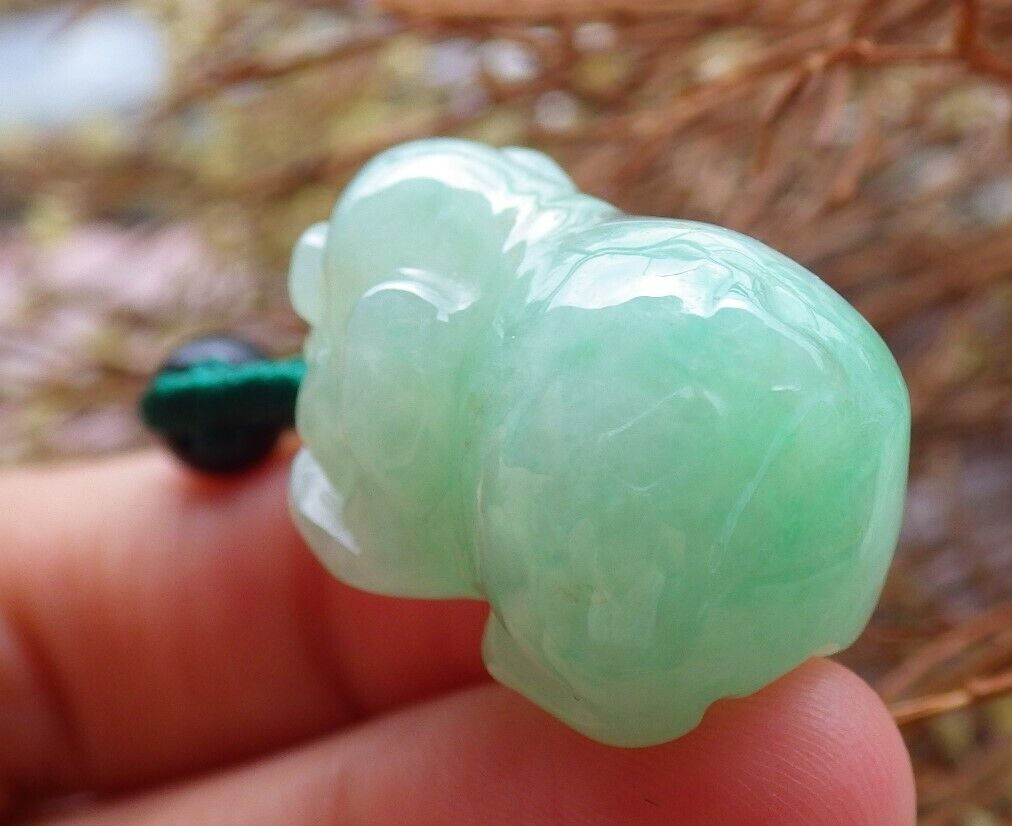 Certified Green 100% Natural A Jade jadeite Pendant Zodiac Pig Boar Money Coin 发财猪 525120  TN