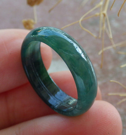Certified Icy Green Burma 100% Natural A JADE Jadeite Circle RING USA. 6.25 戒指 635808  TN