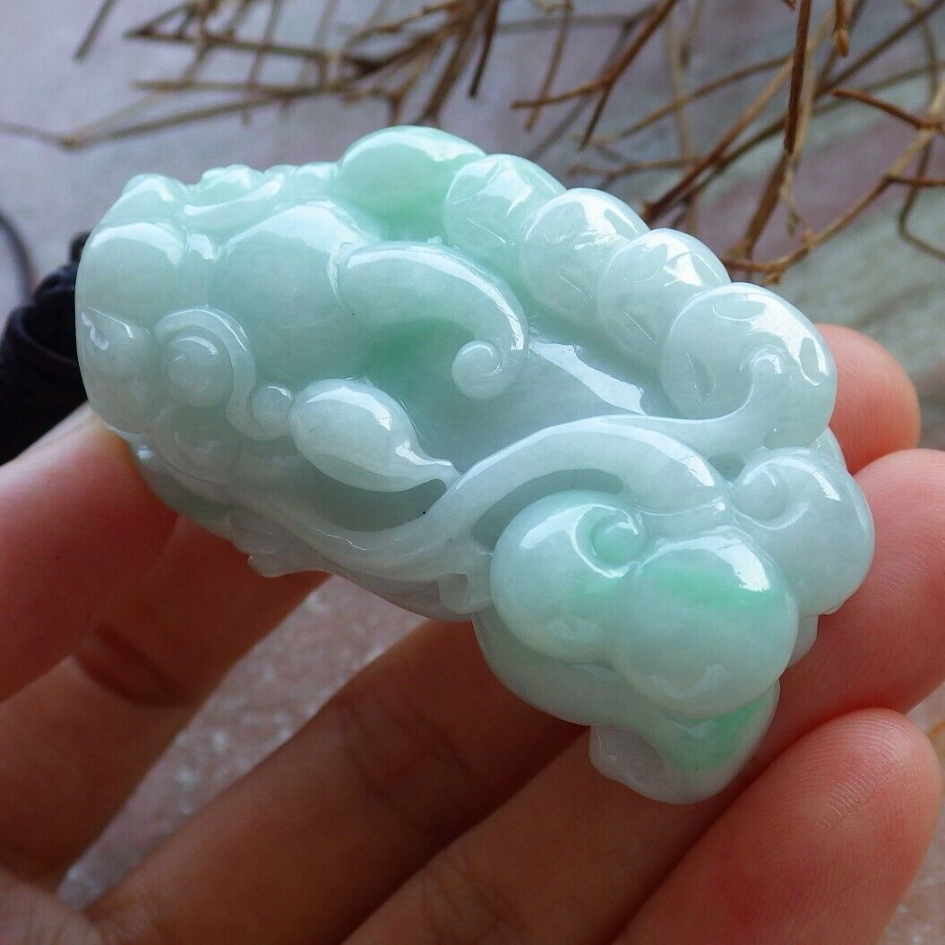 Certified Green 100% Natural A Jade jadeite Pendant Dragon Pi Xiu Money Coin Ruyi Necklace 风水貔貅 529216  TN