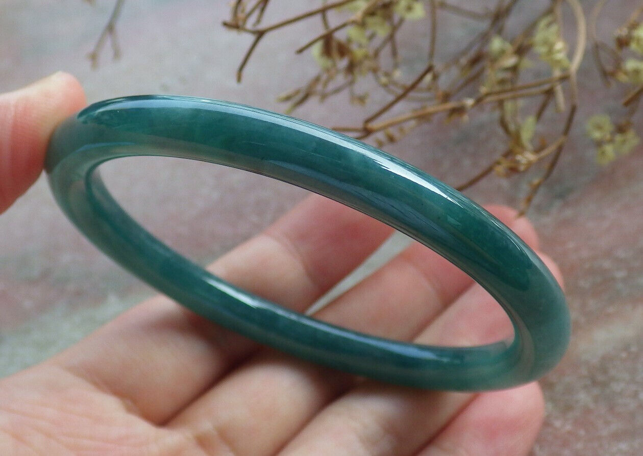 Certified Icy Blue Water Burma 100% Natural A JADE Jadeite Circle Bangle Bracelet 57 mm 手镯 633681  TN