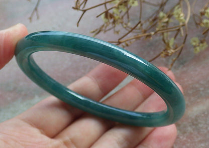 Certified Icy Blue Water Burma 100% Natural A JADE Jadeite Circle Bangle Bracelet 57 mm 手镯 633681  TN