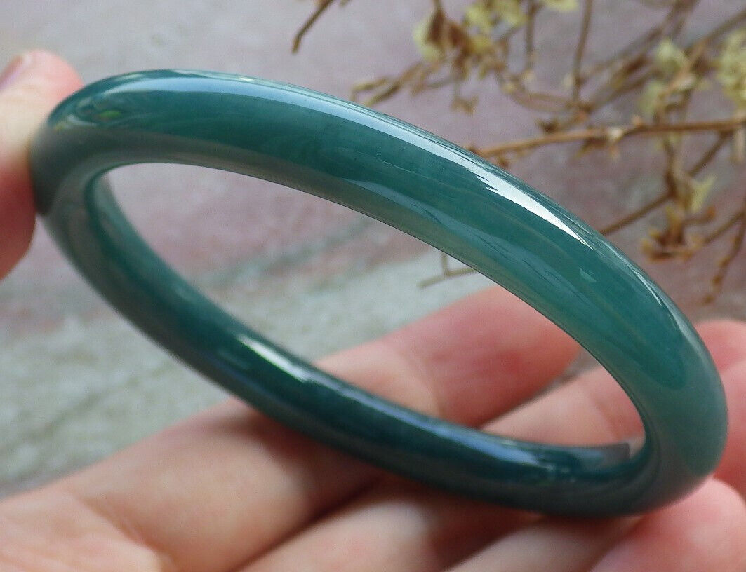 Certified Icy Blue Water Green Burma 100% Natural A JADE Jadeite Circle Bangle Bracelet 55 mm 手镯 633789  TN