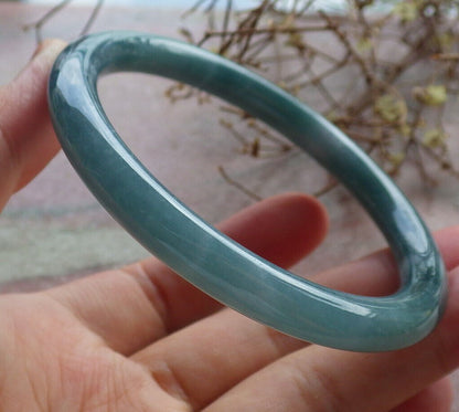Certified Icy Green Burma 100% Natural A JADE Jadeite Circle Bangle Bracelet 58 mm 手镯 634341  TN