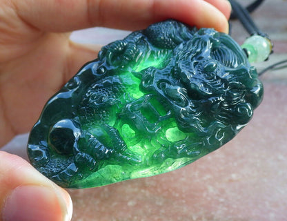 Atestita Glacia Verda Birmo 100% Natura A Jadejadeito Penda Drako-Perla Koliero 生意兴隆 632802 TN