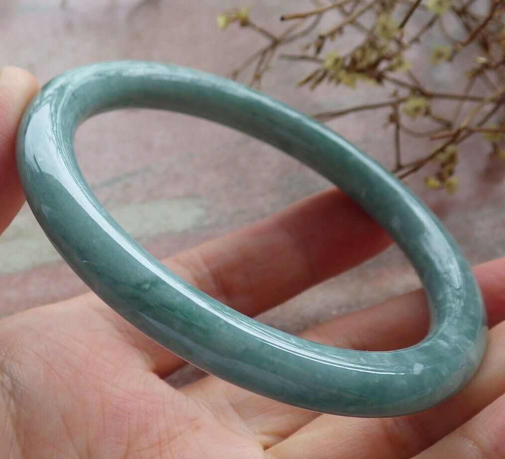 Atestita Verda Birmo 100% Natura A JADO Jadeita Ronda Brakringo 59,3 mm 手镯 633463 TN