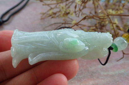 Certified Green Burma 100% Natural A Jade jadeite Pendant Money God Yuan Bao Necklace 财神 633216  TN
