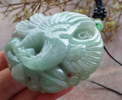 Certified Green Burma 100% Natural A Jade jadeite Pendant Eagle Snake Coin Necklace 大展宏图 633482  TN