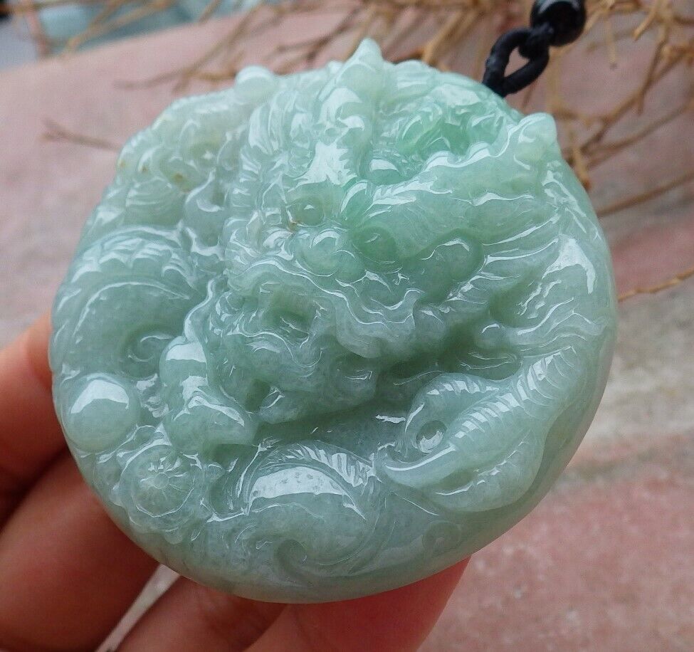 Certified Green 100% Natural A Jade jadeite Pendant Dragon Mouse Rat Bead Necklace 生意兴隆 519966  TN