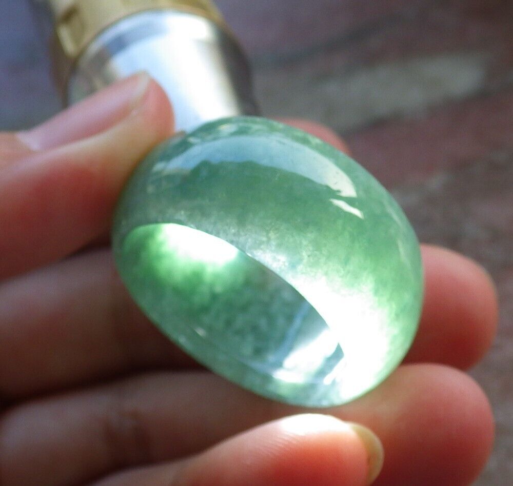 Certified Green Burma 100% Natural A JADE Jadeite Circle RING USA. 14.5 戒指 574862 TN