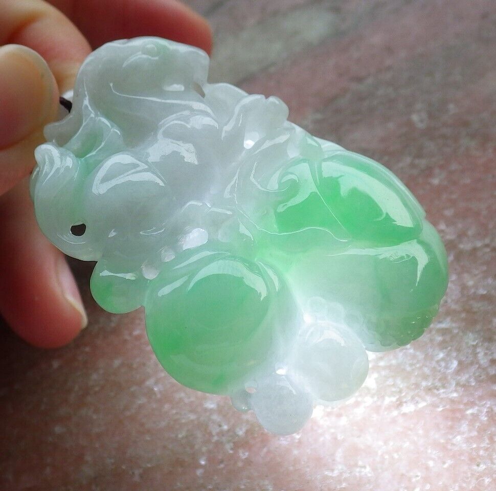 Certified Green Burma 100% Natural A Jade jadeite Pendant Horse Peach Coin Necklace 马到功成 574026 TN