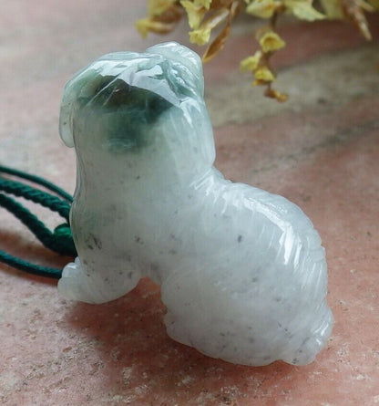 Certified Black 100% Natural A Jade jadeite Pendant Zodiac Dog Necklace 发财狗 524221  TN