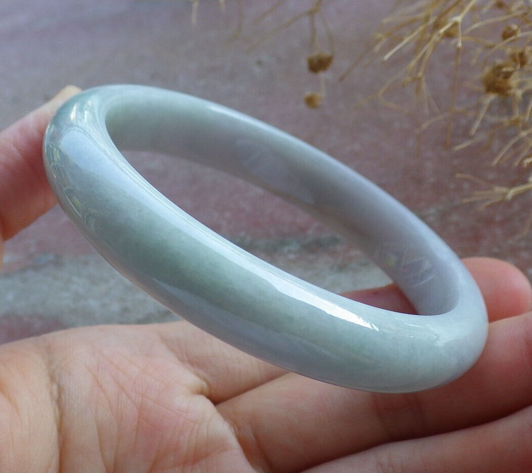 Certified Green Pale Lavender Burma 100% Natural A JADE Jadeite Bangle Bracelet 56 mm 手镯 635744  TN