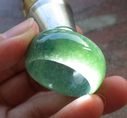 Certified Green Burma 100% Natural A JADE Jadeite Circle RING USA. 14.5 戒指 574869 TN