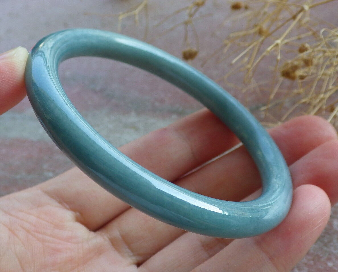 Certified Green Burma 100% Natural A JADE Jadeite Circle Bangle Bracelet 56 mm 手镯 635735  TN