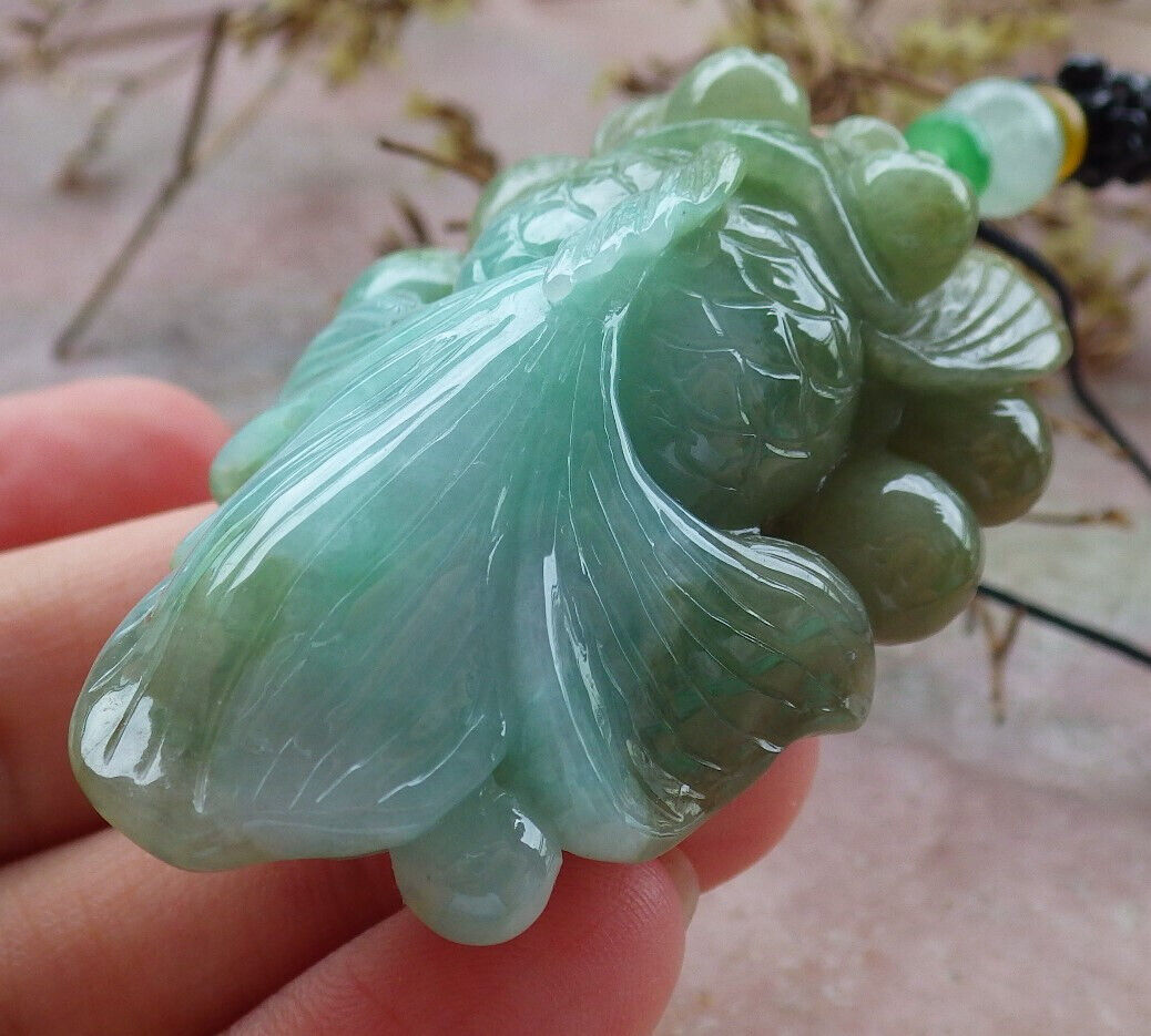 Certified Green Yellow Burma 100% Natural A Jade jadeite pendant Gold Fish Coin Ruyi Necklace 金玉满堂 632577  TN