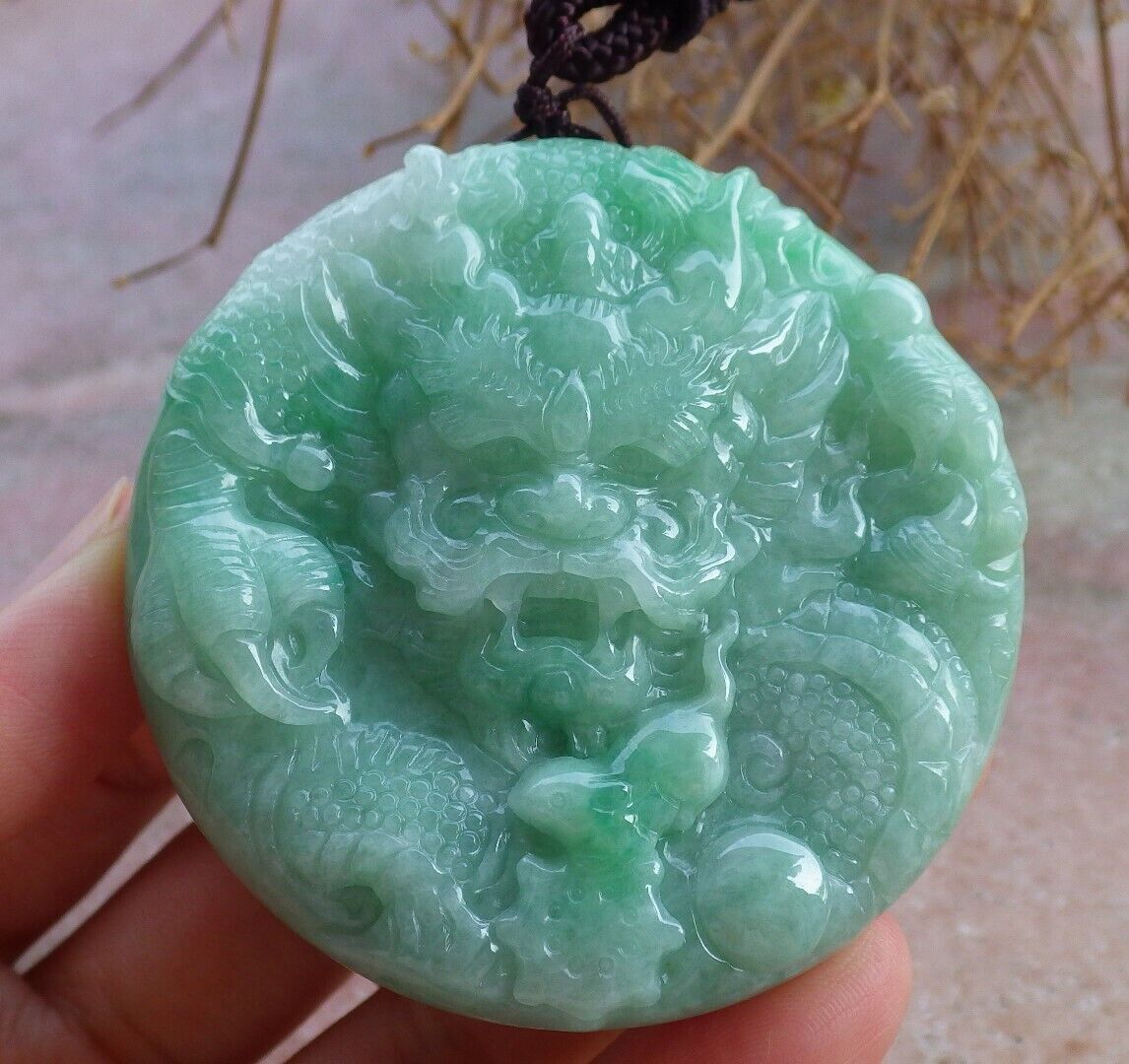 Certified Green 100% Natural A Jade jadeite Pendant Dragon Bead Mouse Rat Necklace 望子成龙 521087  TN