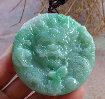 Certified Green 100% Natural A Jade jadeite Pendant Dragon Bead Mouse Rat Necklace 望子成龙 521087  TN