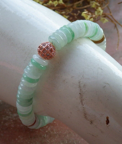 Certified Yellow Green Pale Lavender 100% Natural A JADE Jadeite Bead Beads Bangle Circle Bead Beads Bangle Bracelet 平安扣手链 525214  TN