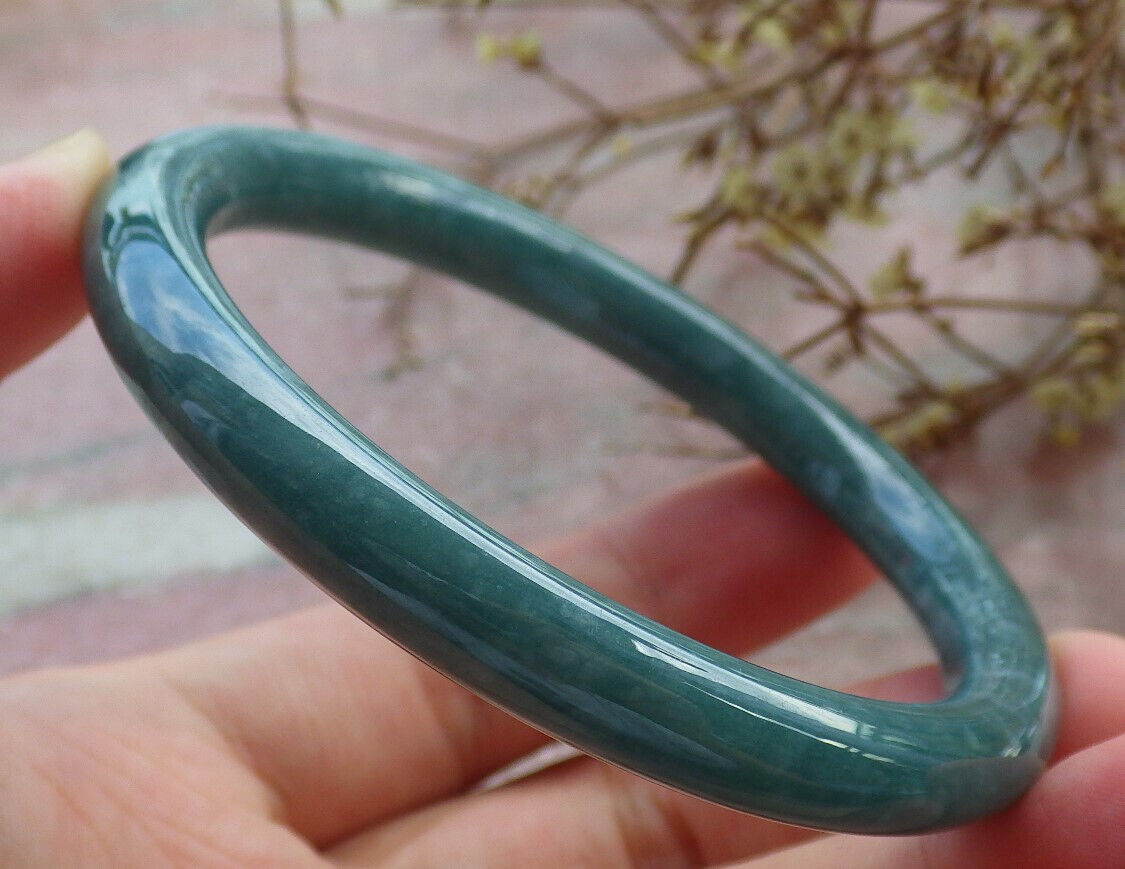 Atestita Verda Birmo 100% Natura A JADE Jadeita Ronda Brakringo 57,4 mm 手镯 632991 TN