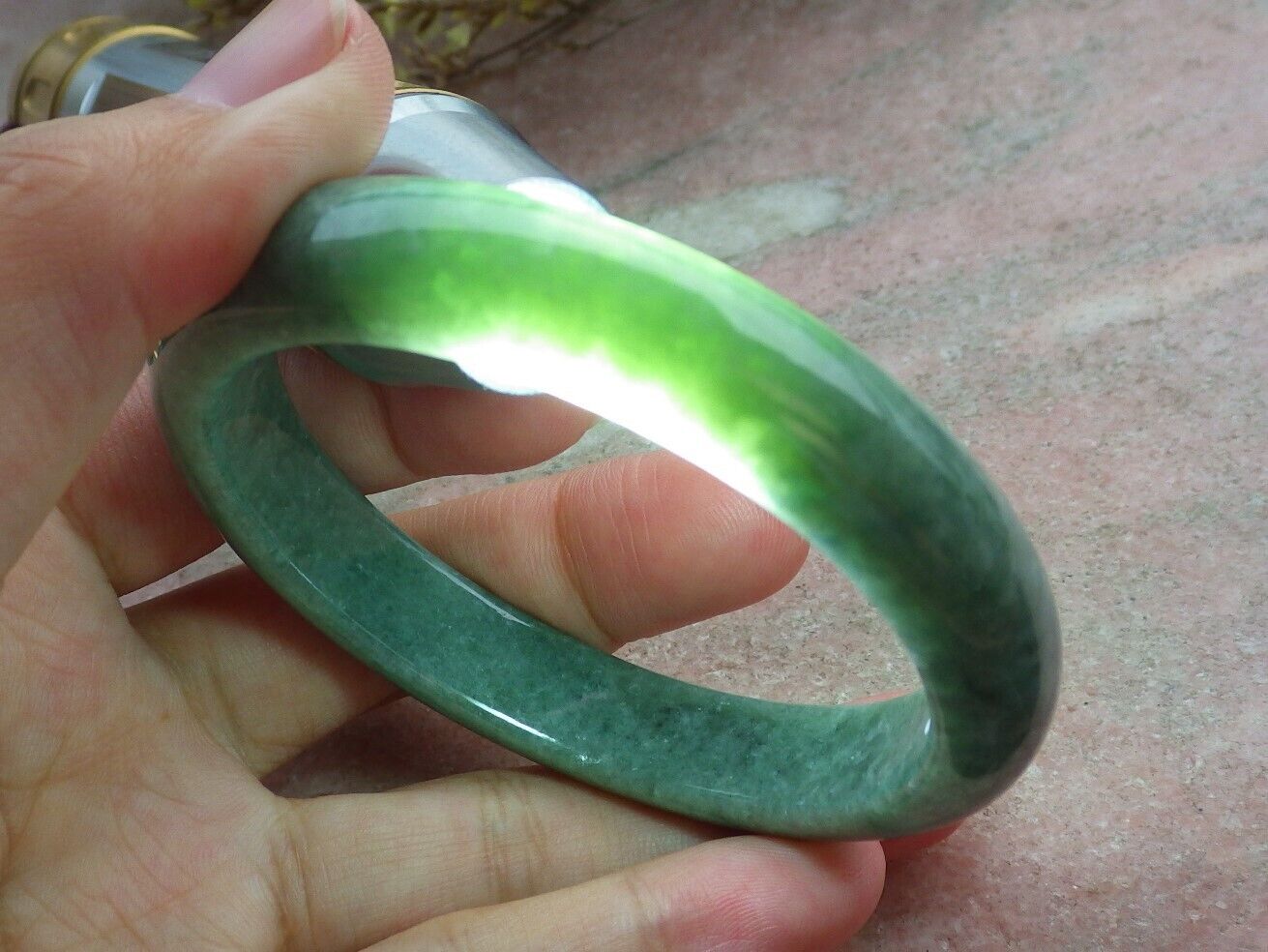 Certified Green Burma 100% Natural A JADE Jadeite Bangle Bracelet 58 mm 手镯 574977 TN