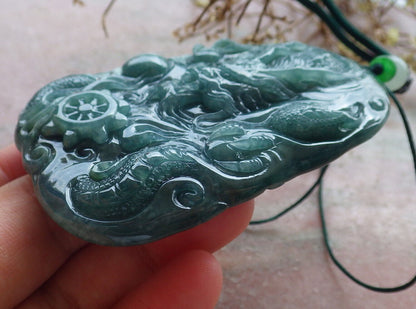 Atestita Glacia Verda Birmo 100% Natura A Jadejadeito Penda Drako-Perlo-Koliero 生意兴隆 634370 TN