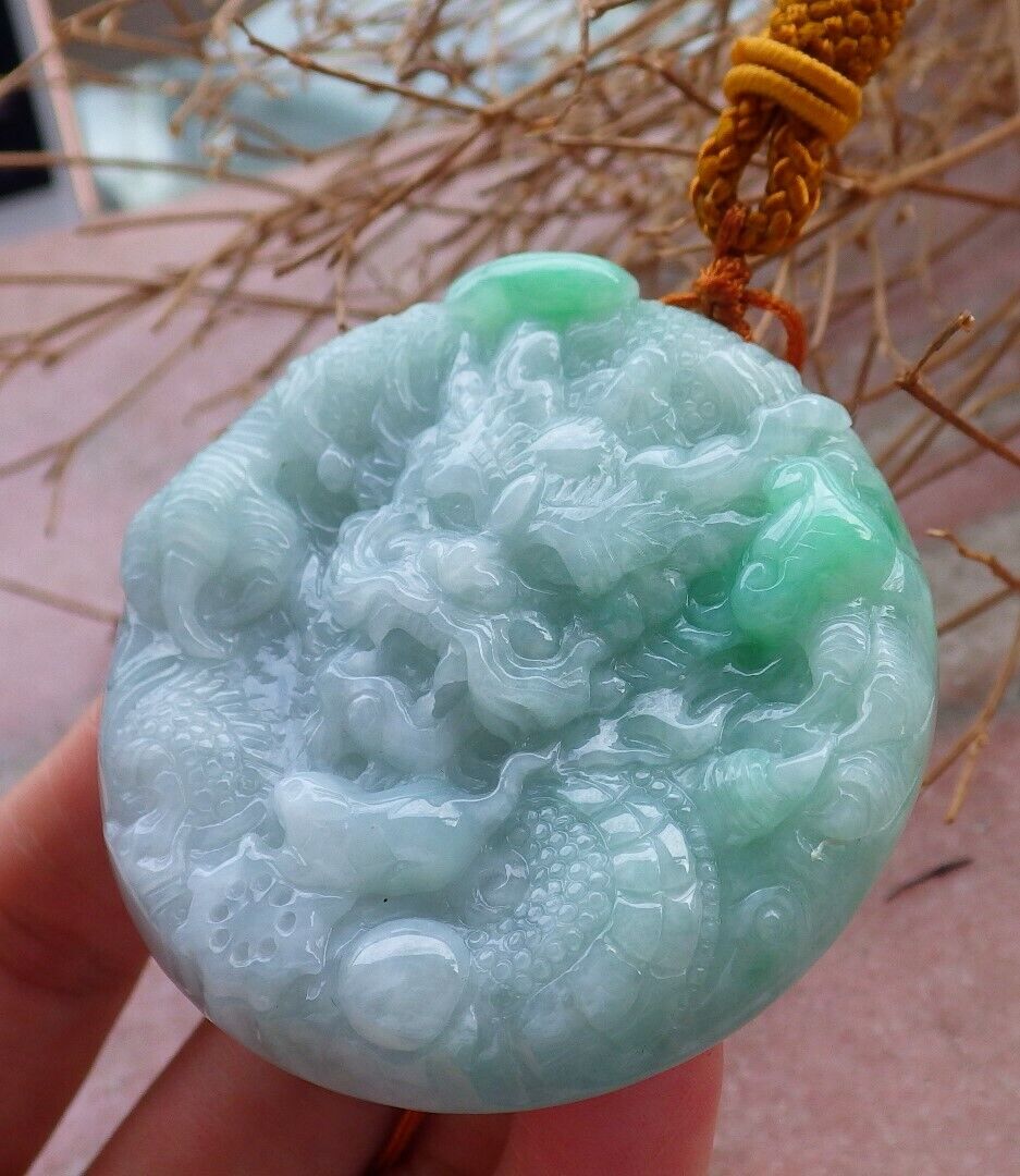 Certified Green 100% Natural A Jade jadeite Pendant Dragon Mouse Rat Lotus Flower Ruyi Necklace 望子成龙 520856  TN