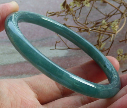 Certified Icy Blue Water Burma 100% Natural A JADE Jadeite Circle Bangle Bracelet 59 mm 手镯 633779  TN