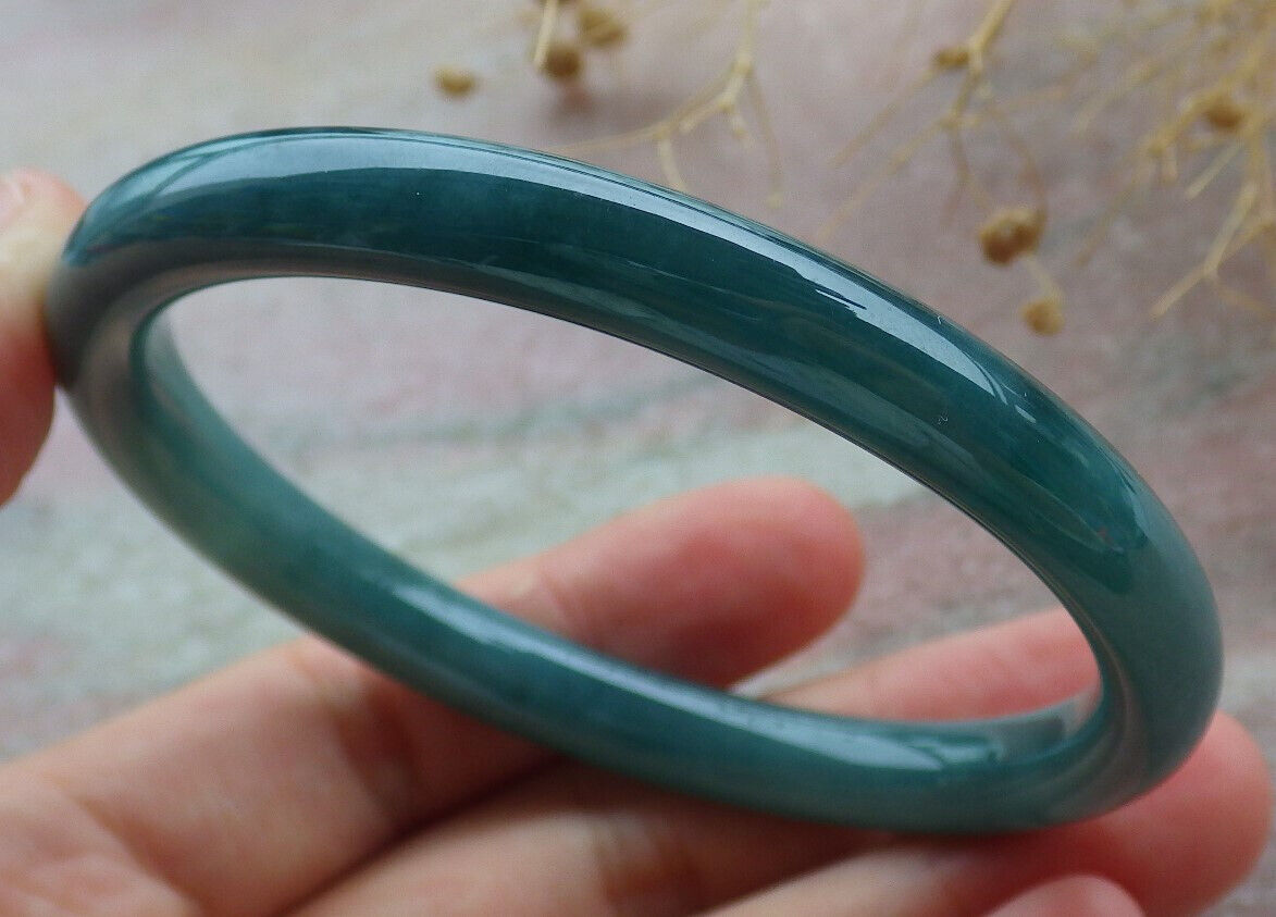 Certified Icy Green Burma 100% Natural A JADE Jadeite Circle Bangle Bracelet 59 mm 手镯 636446  TN