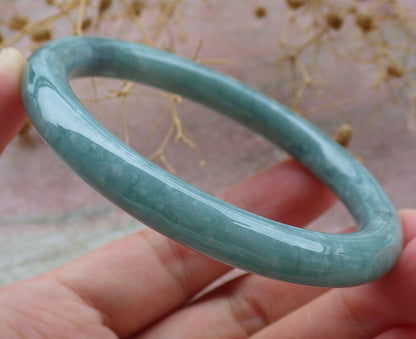 Certified Green Burma 100% Natural A JADE Jadeite Circle Bangle Bracelet 56 mm 手镯 636798  TN