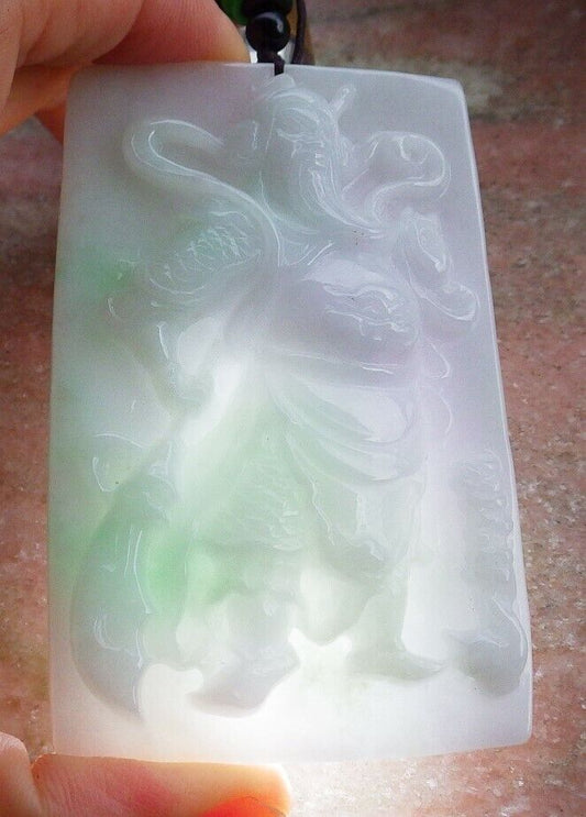 Certified Green Pale Lavender Burma Jade jadeite pendant Necklace 524616 TN