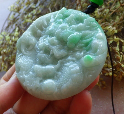 Certified Green 100% Natural A Jade jadeite Pendant Dragon Mouse Rat Ruyi Bead Necklace 望子成龙 524062  TN