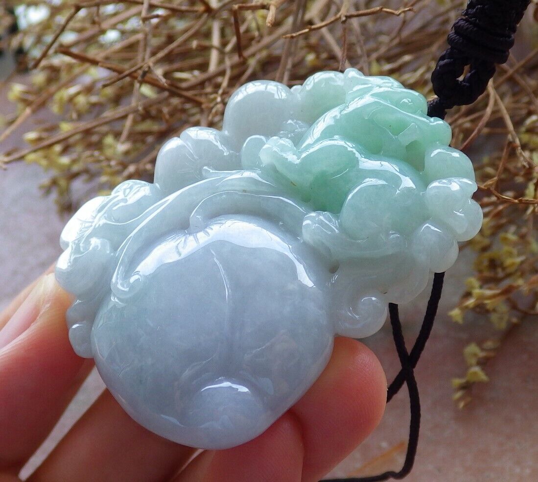 Certified Green Pale Lavender 100% Natural A Jade jadeite Pendant Dragon Pi Xiu Bat Peach Ruyi Money Coin Necklace 风水貔貅 528788  TN