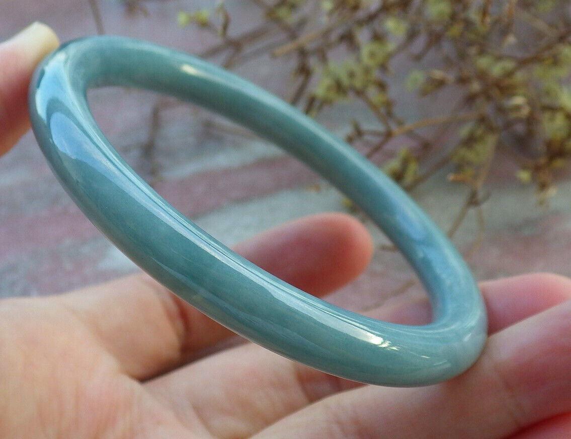 Atestita Verda Birmo 100% Natura A JADE Jadeita Ronda Brakringo 56 mm 手镯 633146 TN